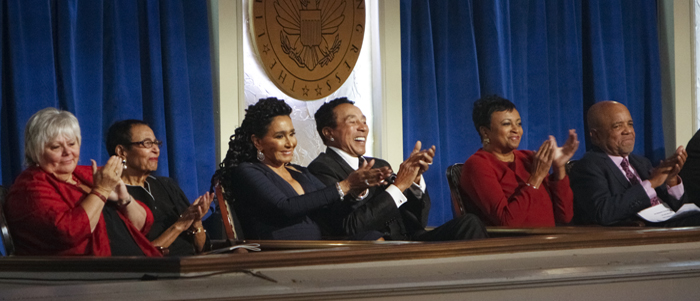Gershwin Prize for Popular Song recipient Smokey Robinson watches the Gershwin tribute concert in his honor at DAR Constitution Hall in Washington, D.C., November 16, 2016. Photo by Shawn Miller.