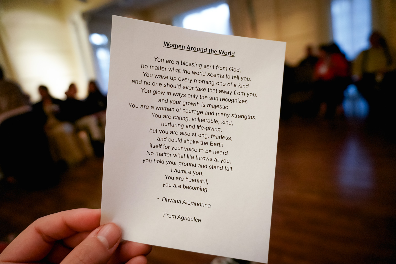 A piece of paper with a poem
