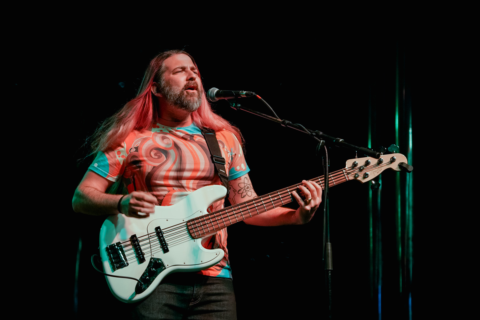 A bass player on stage