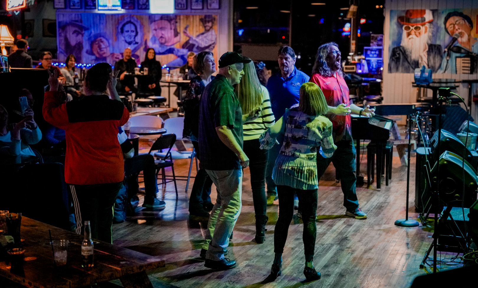 A group of people dancing