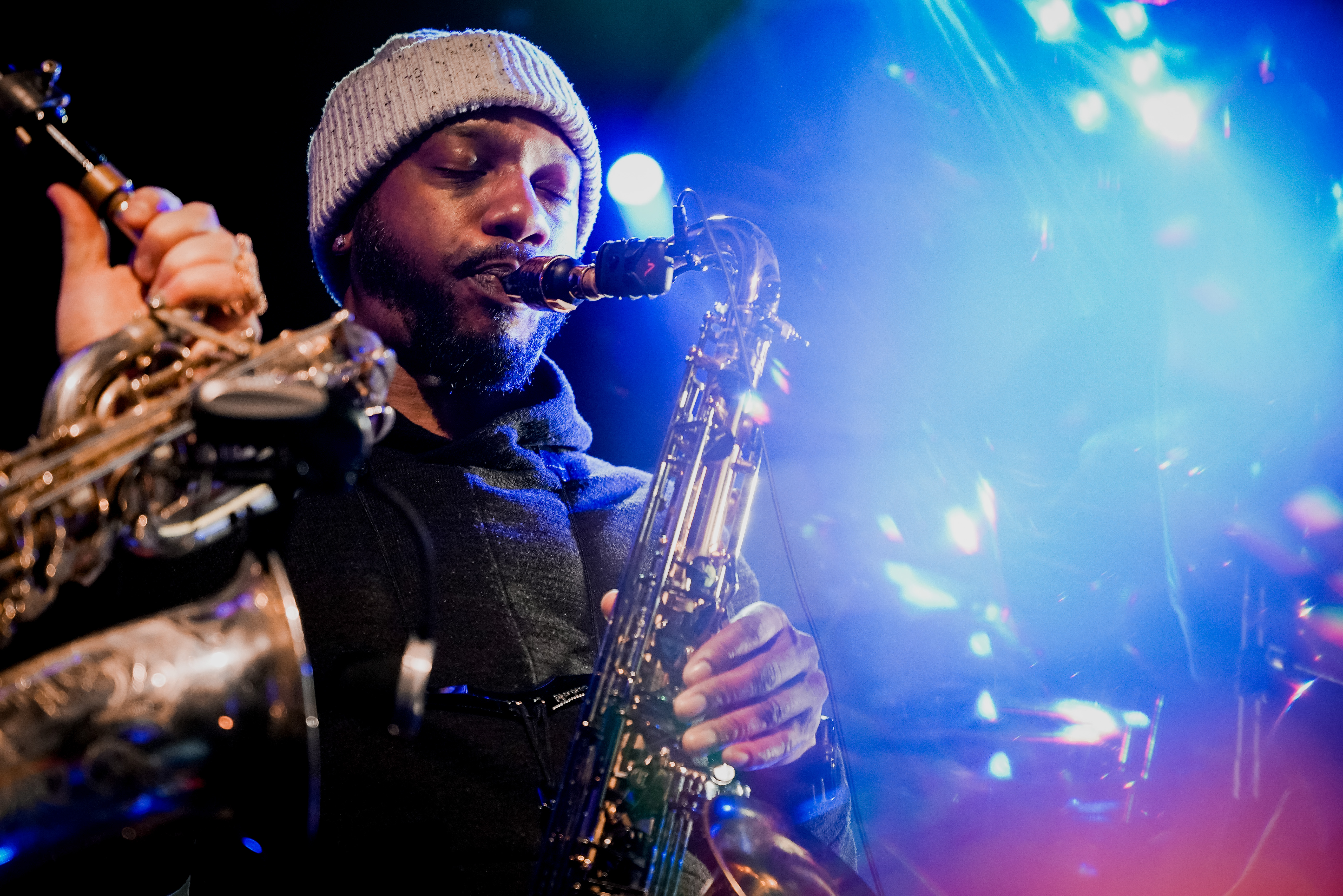 A saxophonist on stage