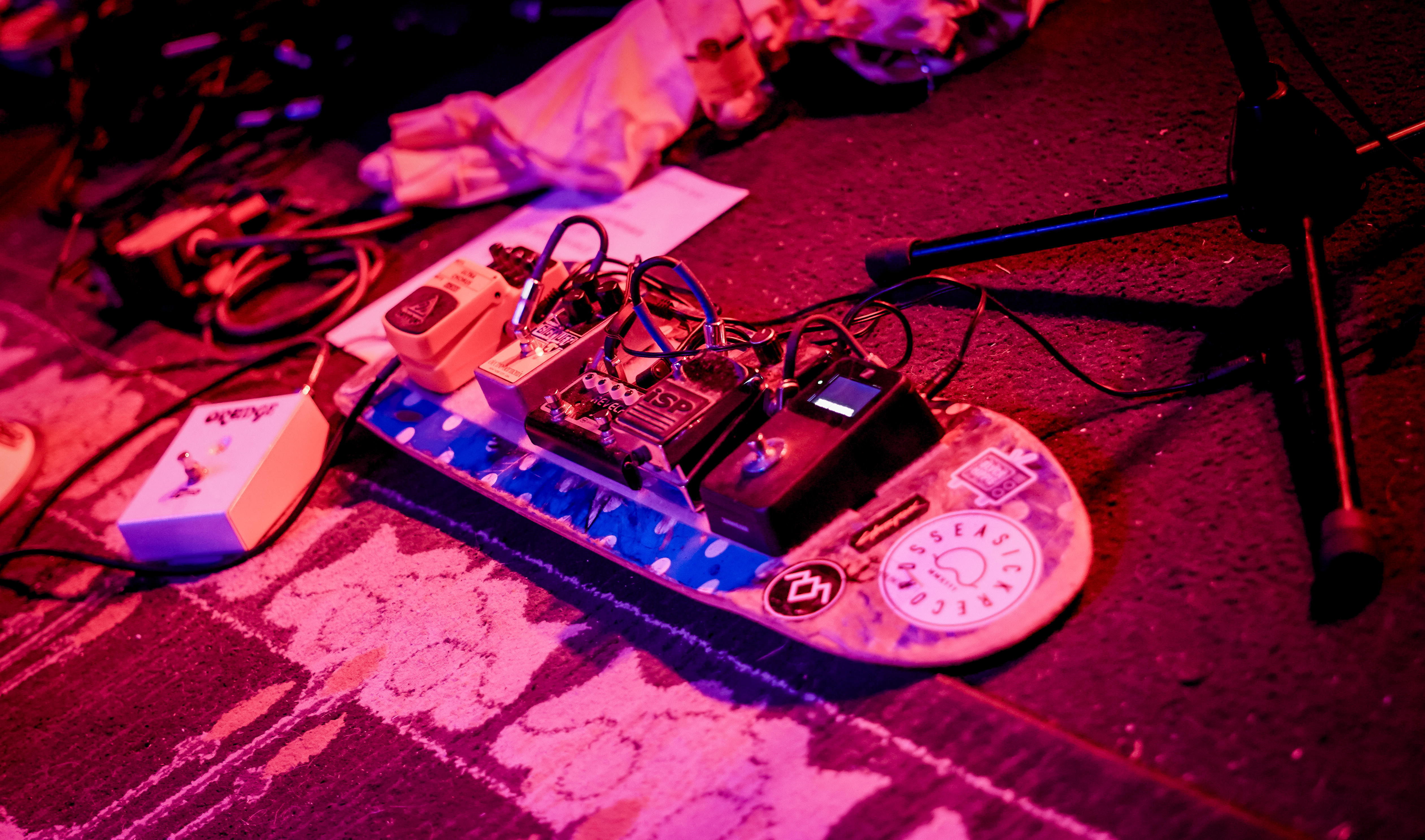 A pedal board made out of a skateboard