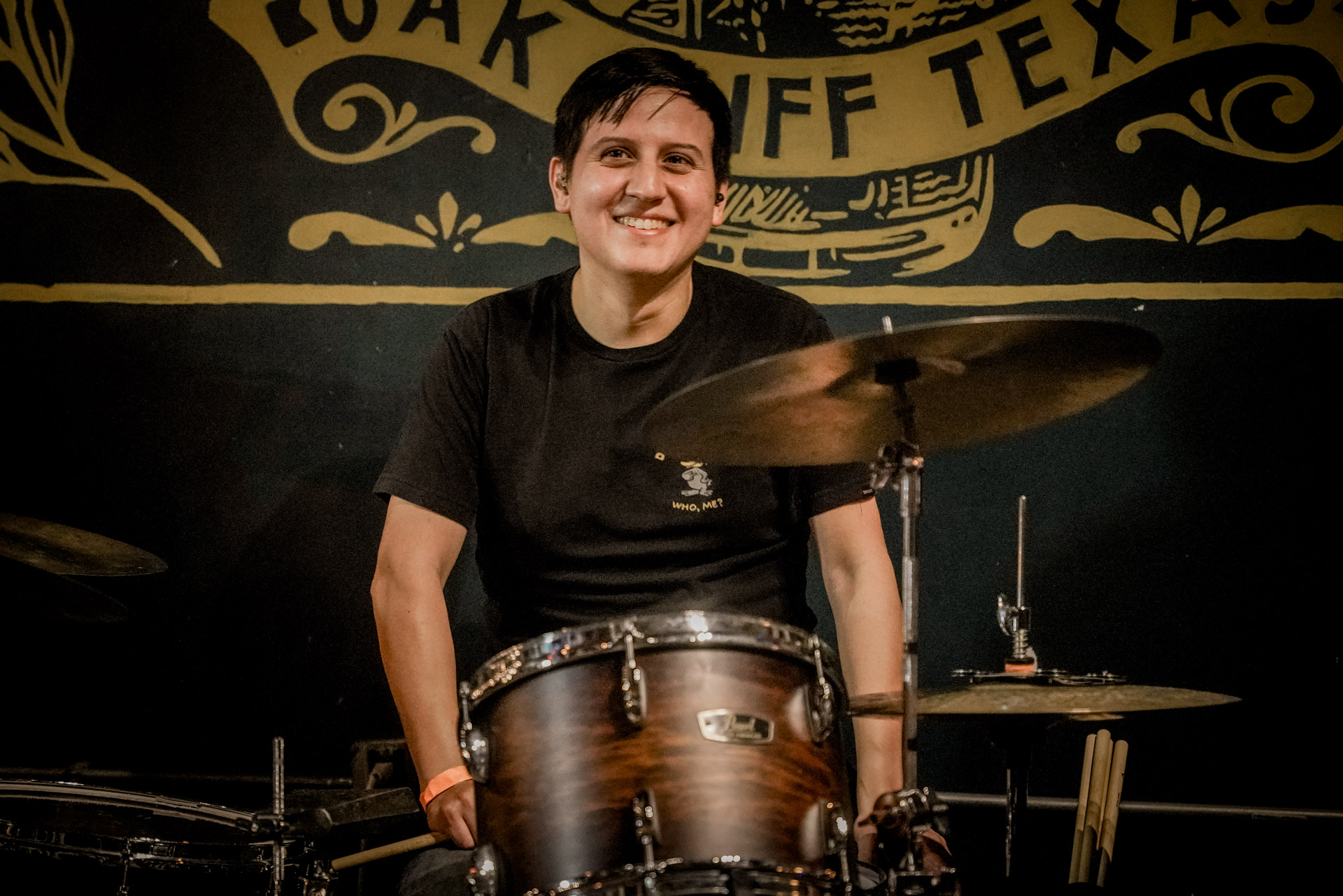 A drummer smiling