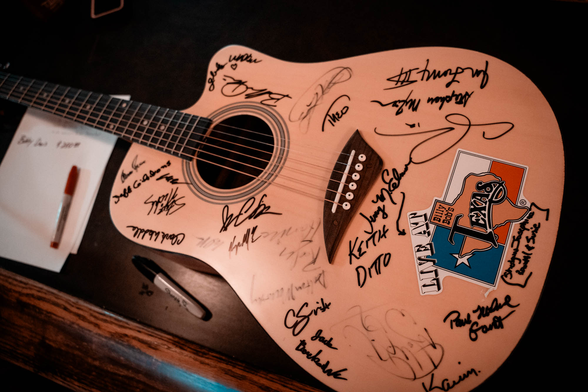 A guitar with signatures